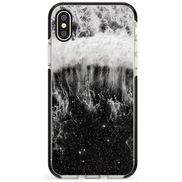 Ocean Wave Galaxy Print Black Impact Phone Case for iPhone X XS Max XR