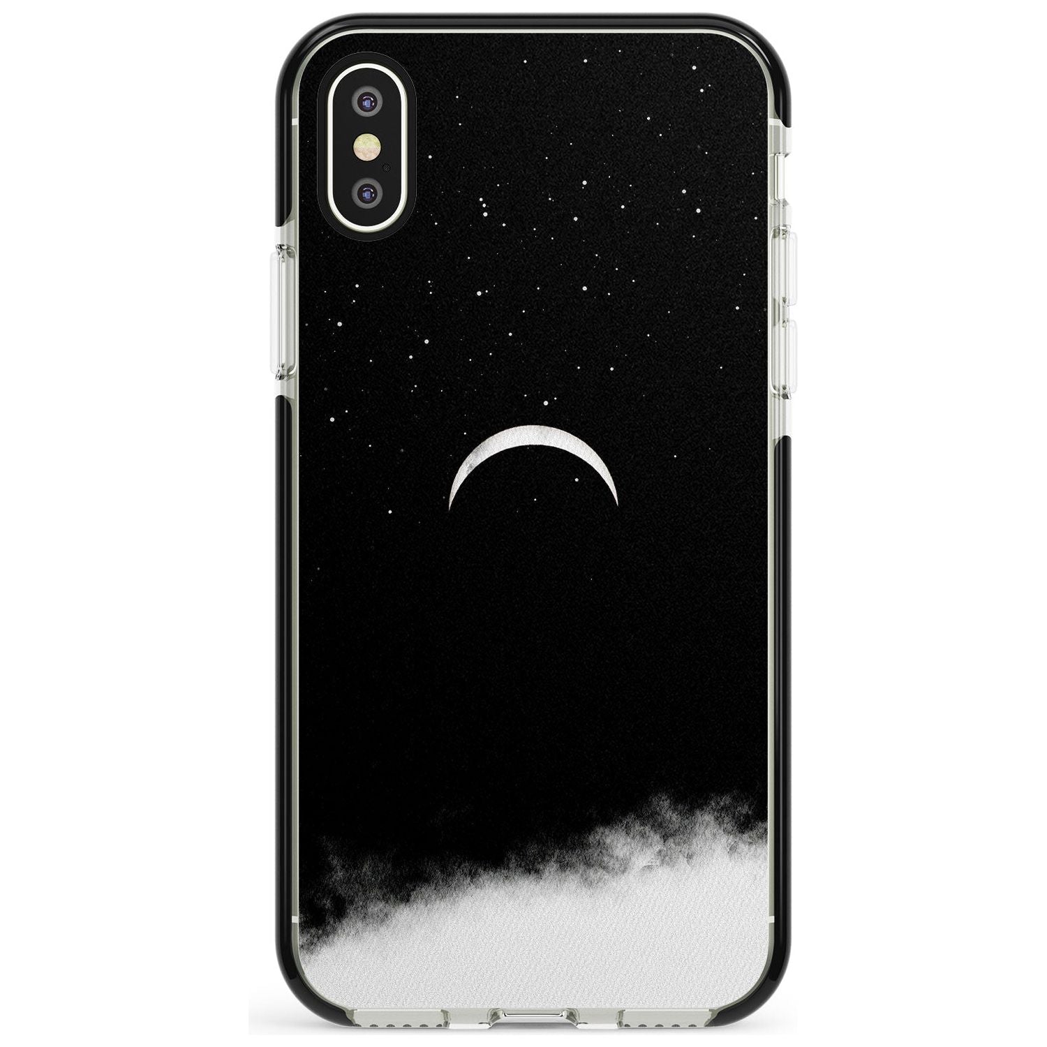 Upside Down Crescent Moon Black Impact Phone Case for iPhone X XS Max XR