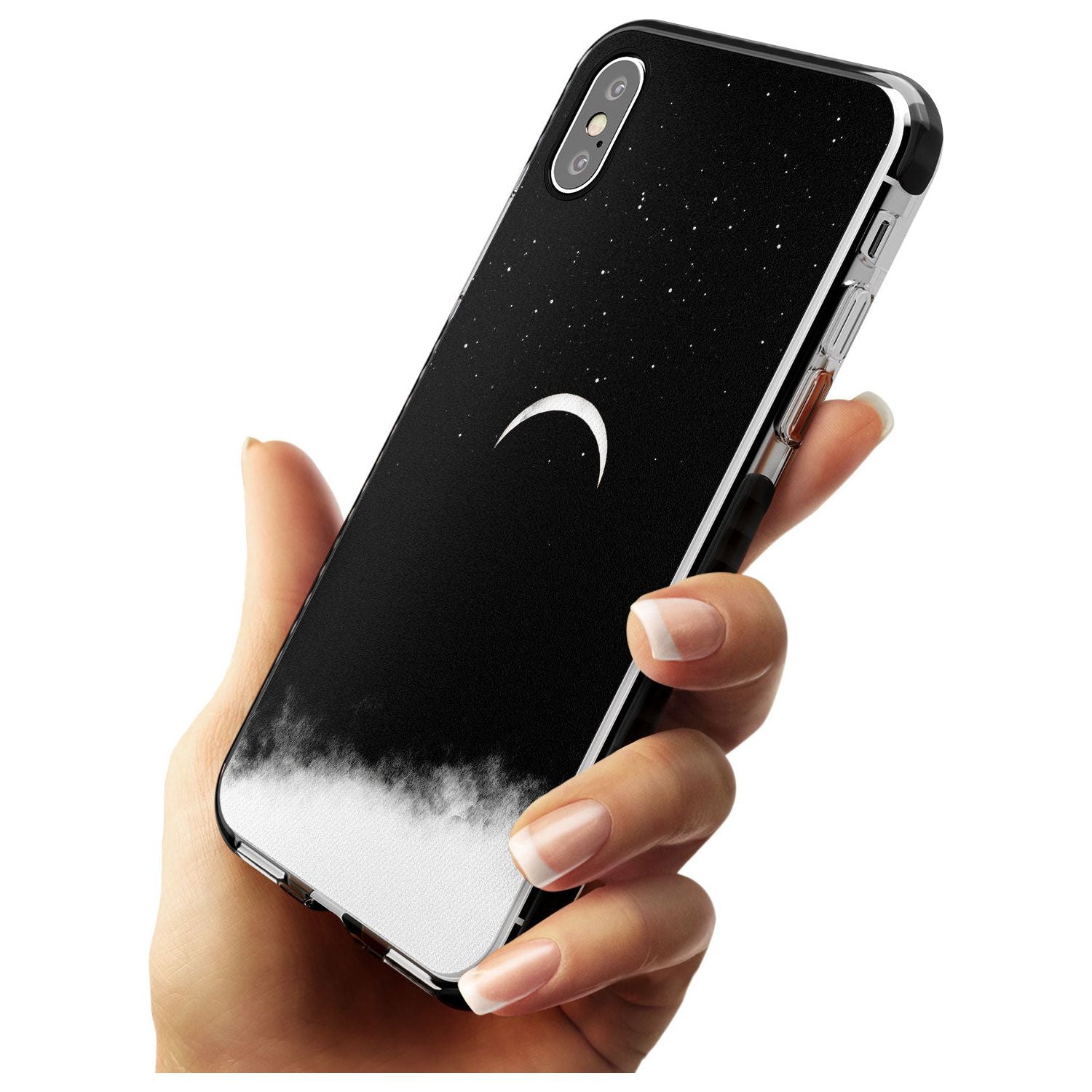 Upside Down Crescent Moon Black Impact Phone Case for iPhone X XS Max XR