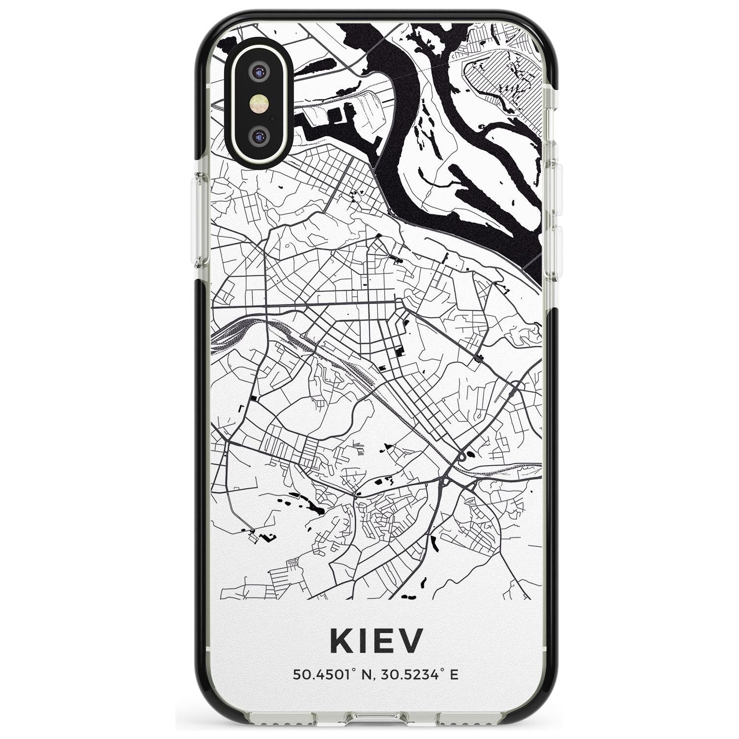 Map of Kiev, Ukraine Black Impact Phone Case for iPhone X XS Max XR