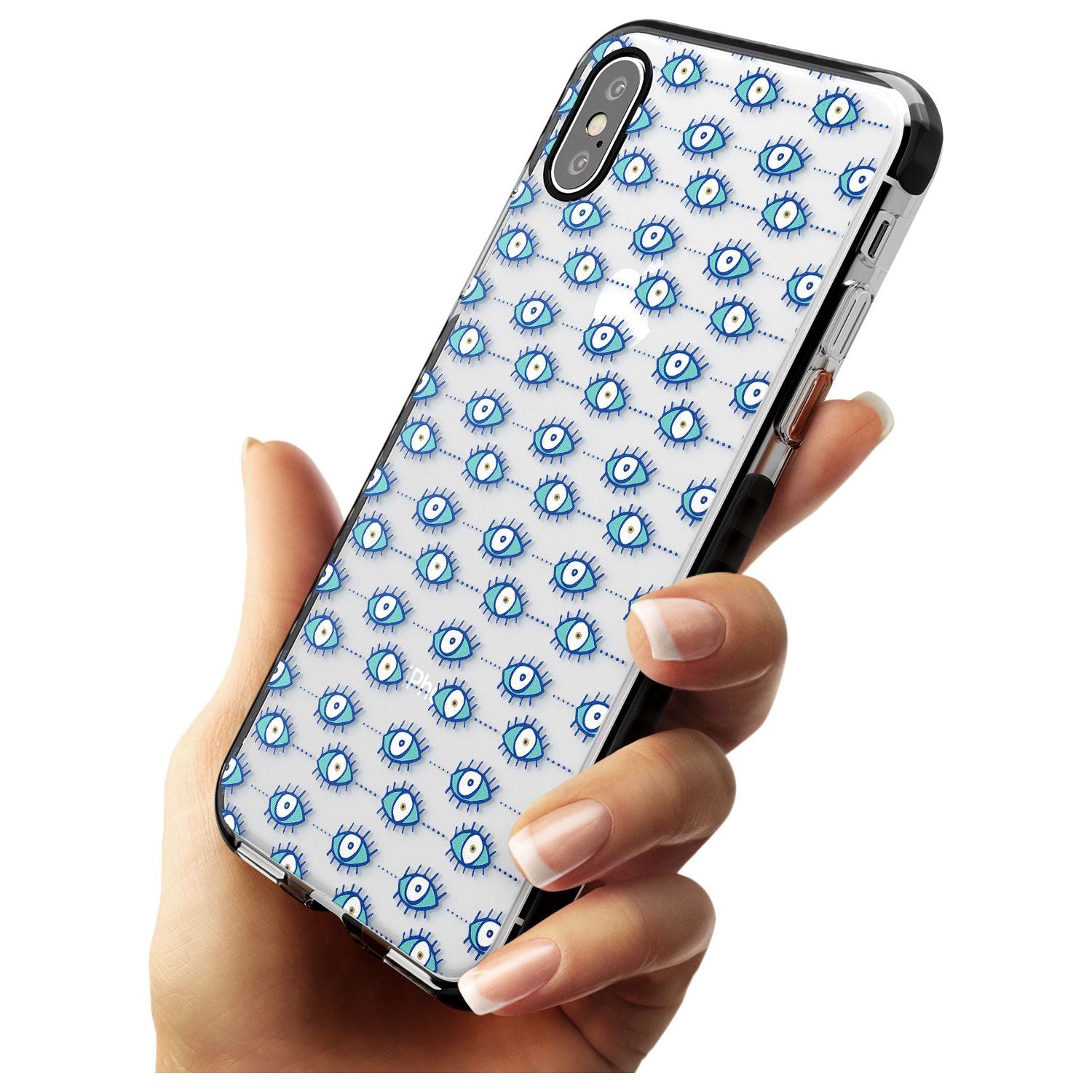 Crazy Eyes (Clear) Psychedelic Eyes Pattern Black Impact Phone Case for iPhone X XS Max XR