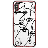 Continuous Line Faces: Black on White Pink Fade Impact Phone Case for iPhone X XS Max XR