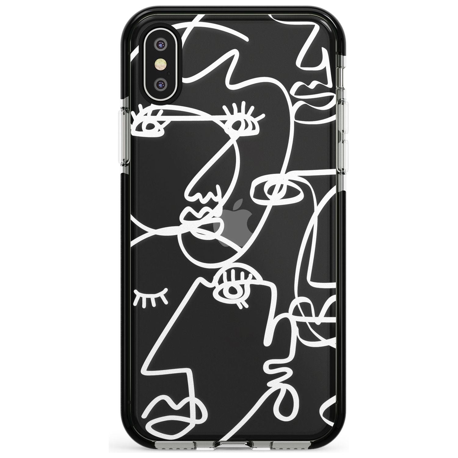 Continuous Line Faces: White on Clear Pink Fade Impact Phone Case for iPhone X XS Max XR