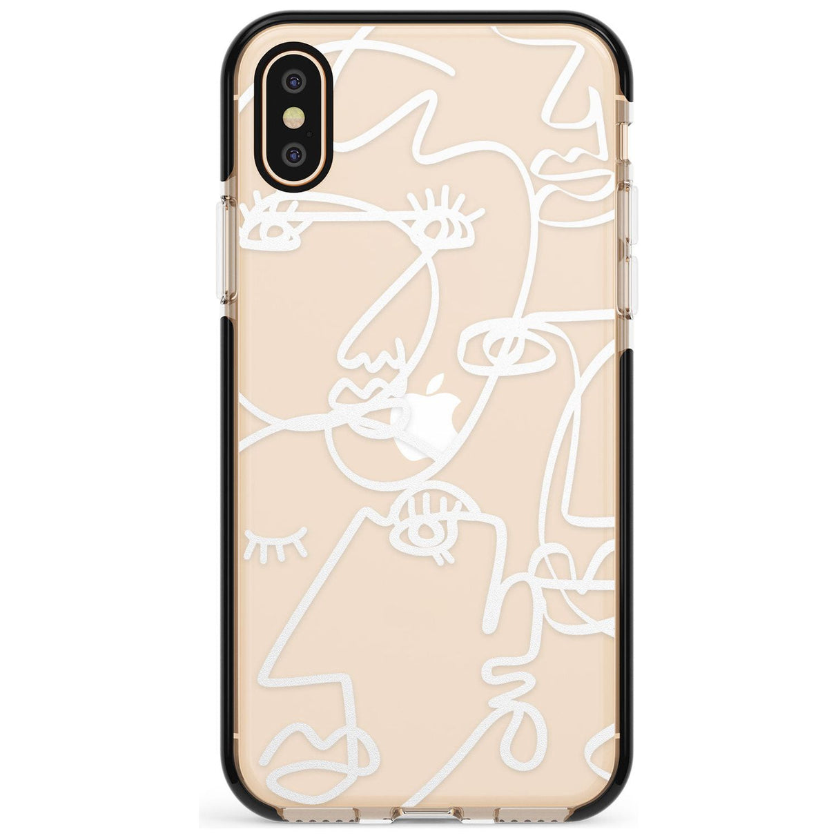 Continuous Line Faces: White on Clear Pink Fade Impact Phone Case for iPhone X XS Max XR