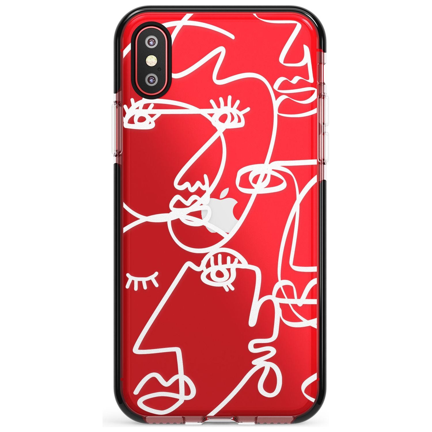 Continuous Line Faces: White on Clear Pink Fade Impact Phone Case for iPhone X XS Max XR