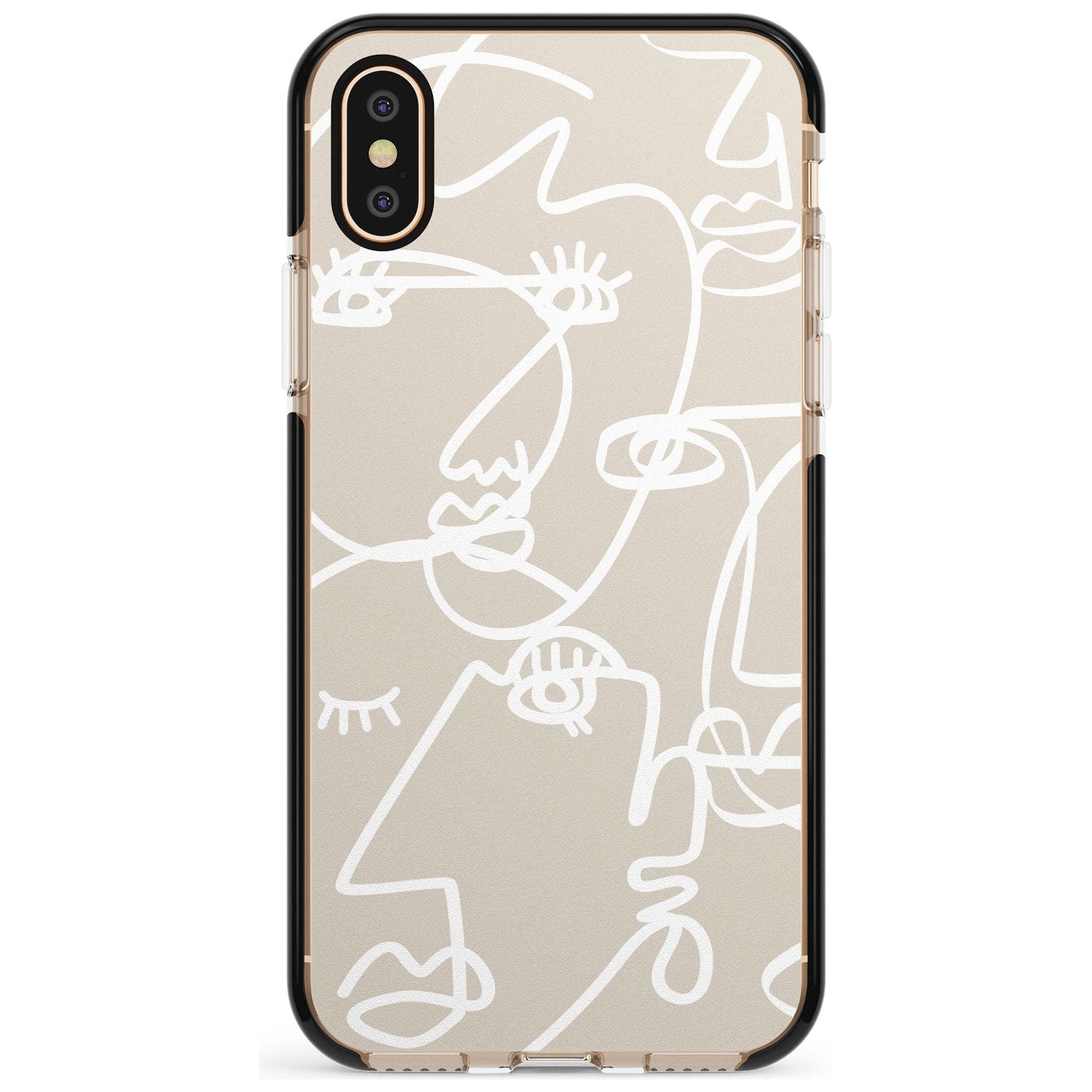 Continuous Line Faces: White on Beige Pink Fade Impact Phone Case for iPhone X XS Max XR