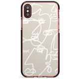 Continuous Line Faces: White on Beige Pink Fade Impact Phone Case for iPhone X XS Max XR