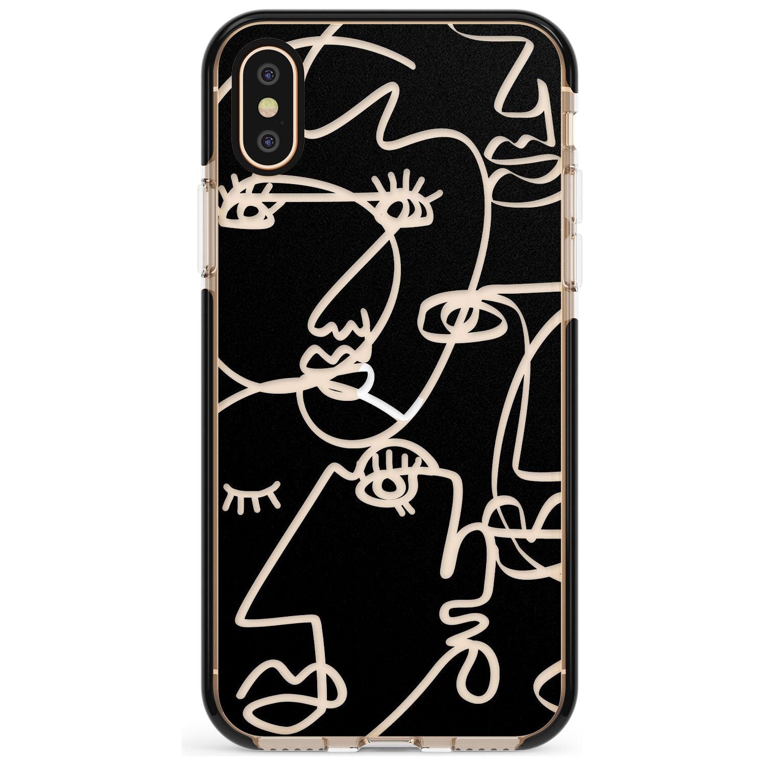 Continuous Line Faces: Clear on Black Pink Fade Impact Phone Case for iPhone X XS Max XR