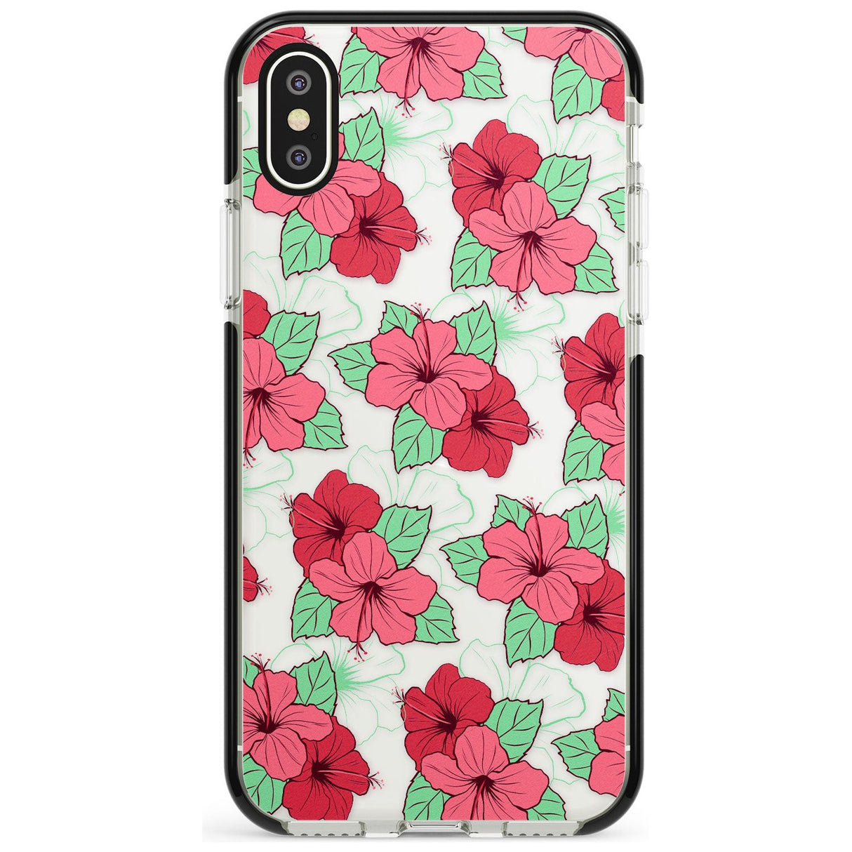 Pink Peony Black Impact Phone Case for iPhone X XS Max XR