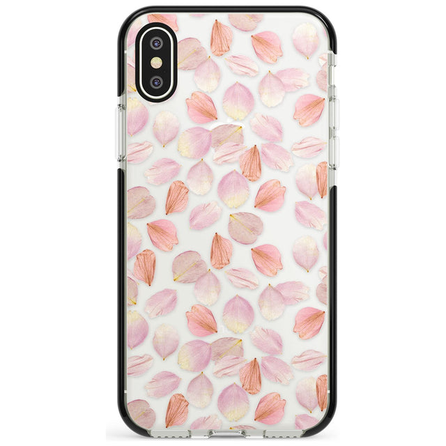 Pink Petals Transparent Design Black Impact Phone Case for iPhone X XS Max XR