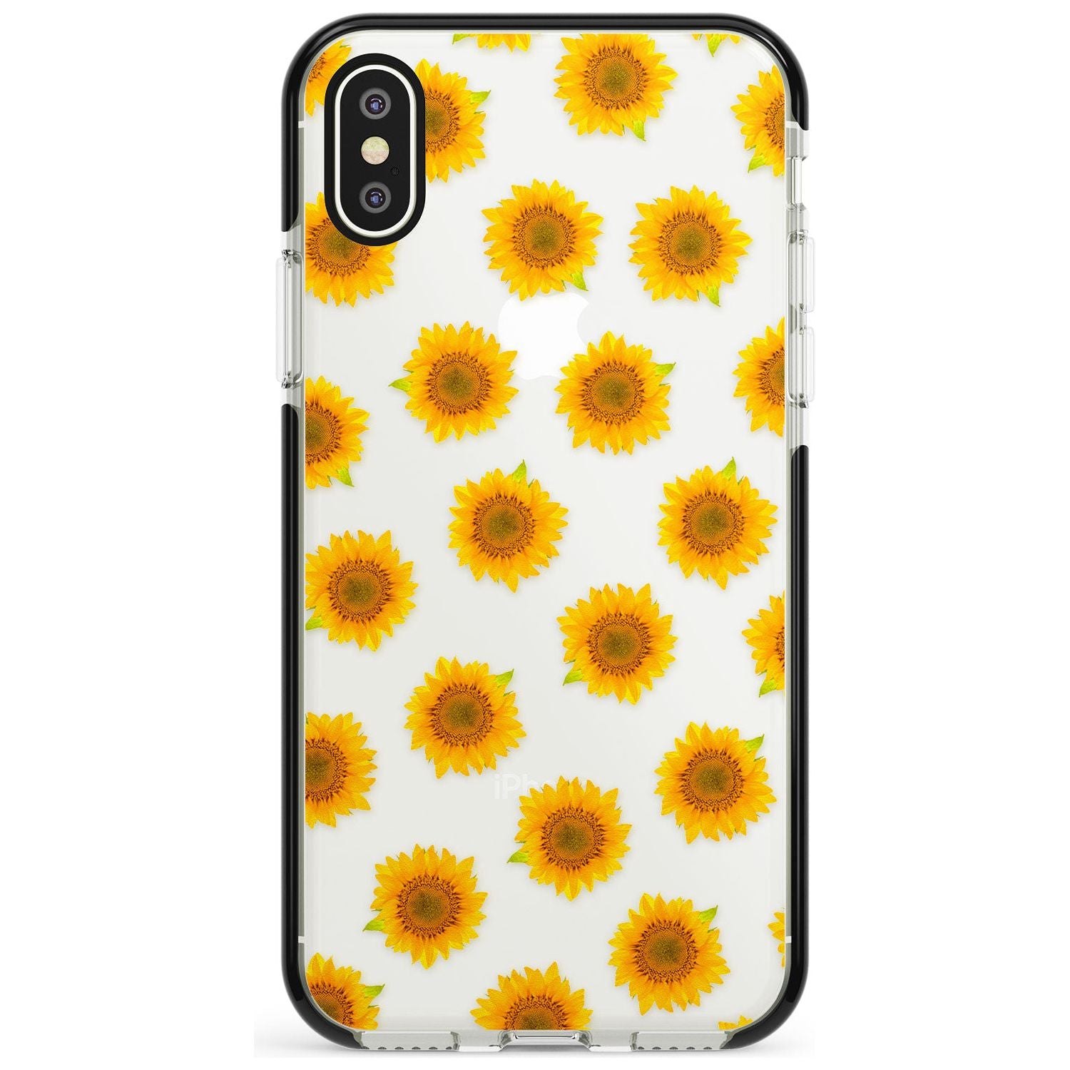 Sunflowers Transparent Pattern Black Impact Phone Case for iPhone X XS Max XR