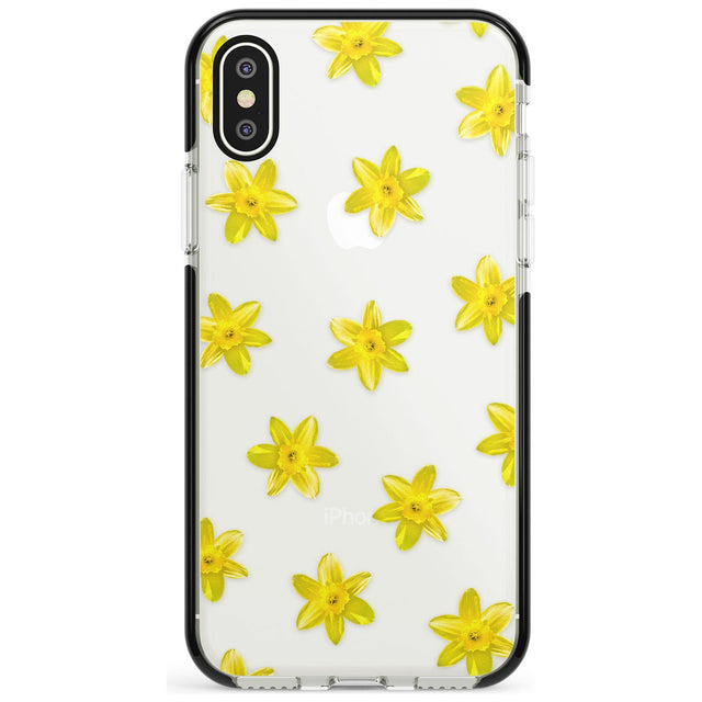Daffodils Transparent Pattern Black Impact Phone Case for iPhone X XS Max XR
