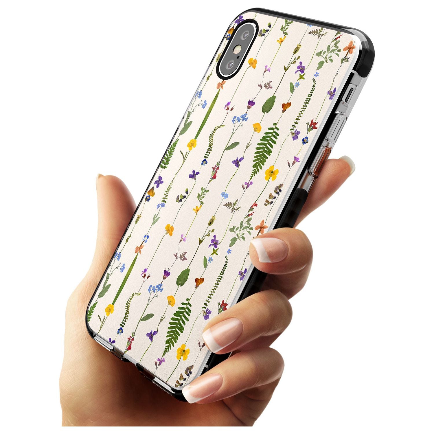 Wildflower Chain Design - Cream Black Impact Phone Case for iPhone X XS Max XR