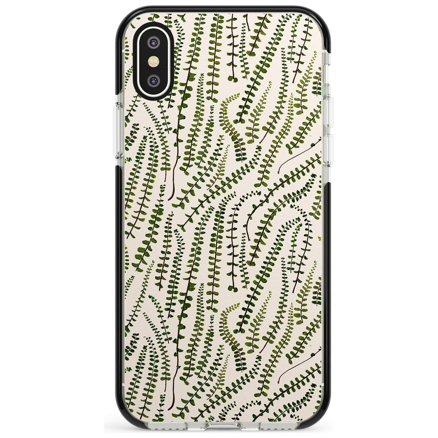 Fern Leaf Pattern Design - Cream Black Impact Phone Case for iPhone X XS Max XR