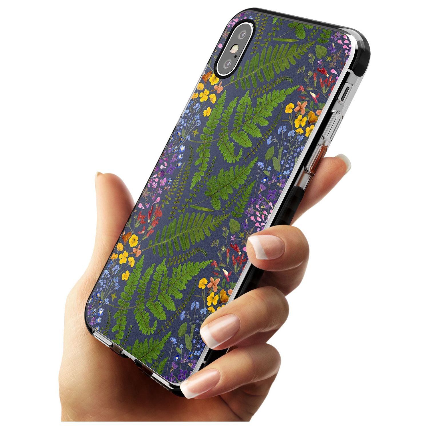 Busy Floral and Fern Design - Navy Black Impact Phone Case for iPhone X XS Max XR