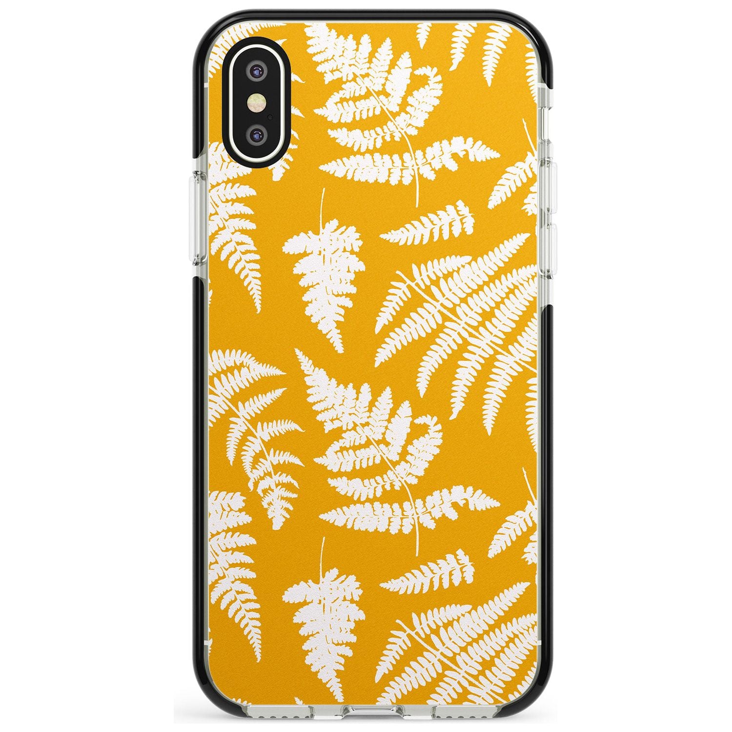 Fern Pattern on Yellow Black Impact Phone Case for iPhone X XS Max XR