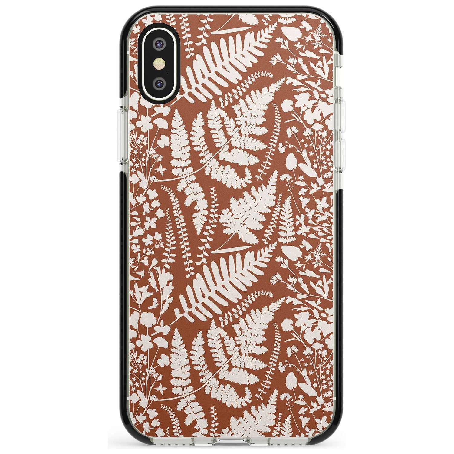 Wildflowers and Ferns on Terracotta Black Impact Phone Case for iPhone X XS Max XR