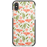 Pink Petals Transparent Floral Black Impact Phone Case for iPhone X XS Max XR