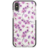 Purple Orchids Transparent Floral Black Impact Phone Case for iPhone X XS Max XR