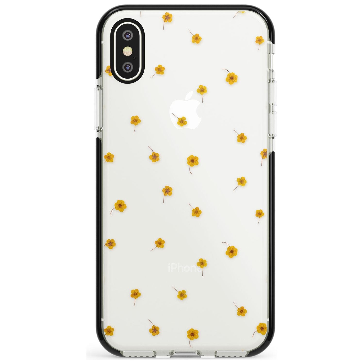 Yellow Flower Pattern - Dried Flower-Inspired Black Impact Phone Case for iPhone X XS Max XR