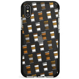 Coffee Cup Pattern Black Impact Phone Case for iPhone X XS Max XR