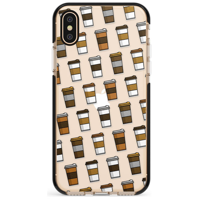 Coffee Cup Pattern Black Impact Phone Case for iPhone X XS Max XR