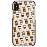 Coffee Cup Pattern Black Impact Phone Case for iPhone X XS Max XR