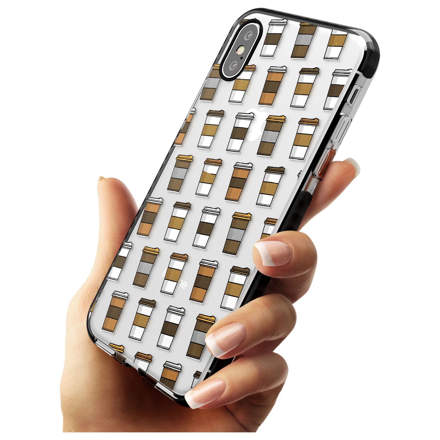 Coffee Cup Pattern Black Impact Phone Case for iPhone X XS Max XR