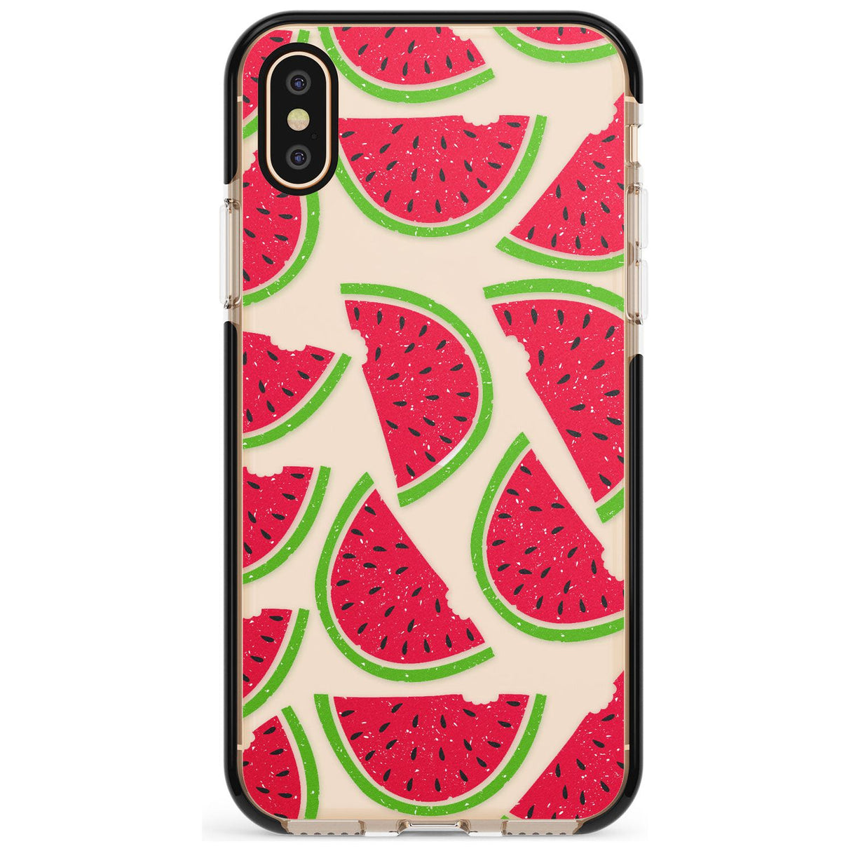 Watermelon Pattern Black Impact Phone Case for iPhone X XS Max XR