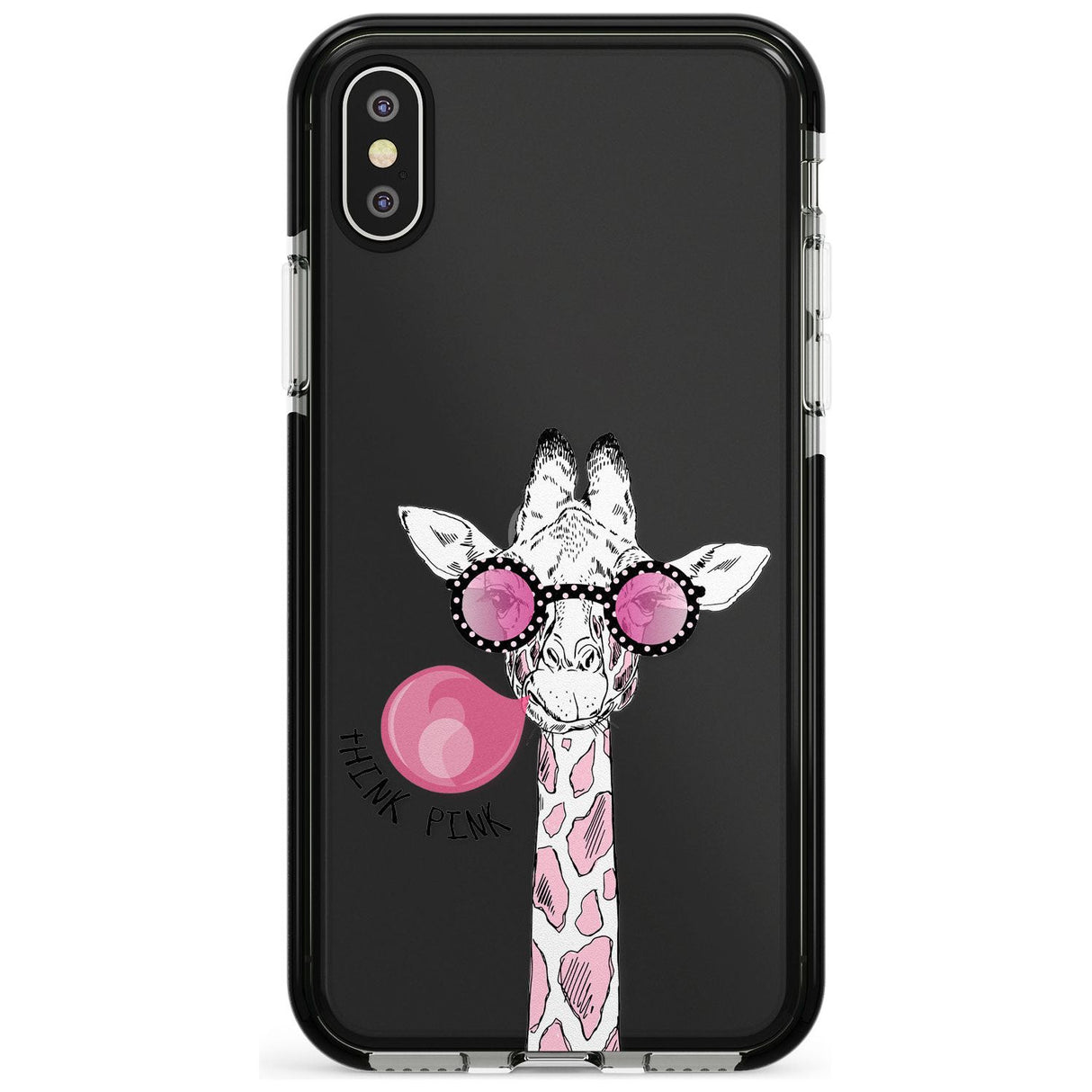 Think Pink Giraffe Black Impact Phone Case for iPhone X XS Max XR