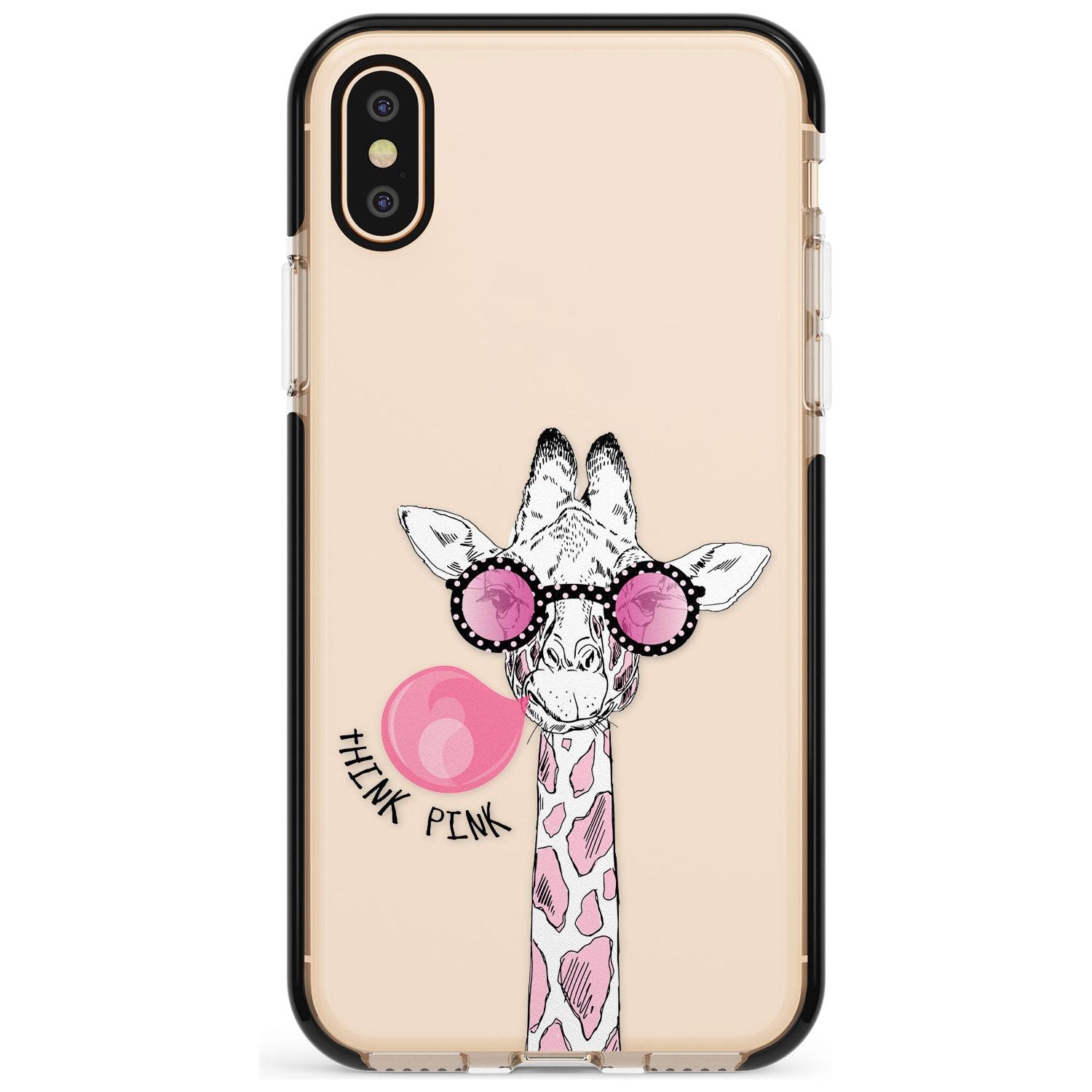 Think Pink Giraffe Black Impact Phone Case for iPhone X XS Max XR