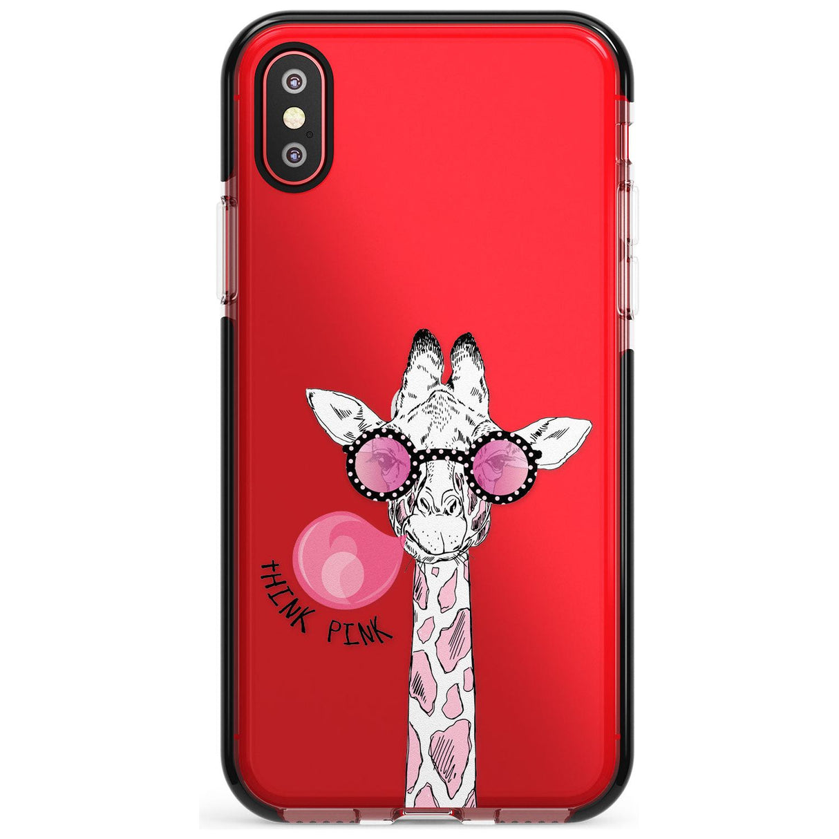 Think Pink Giraffe Black Impact Phone Case for iPhone X XS Max XR