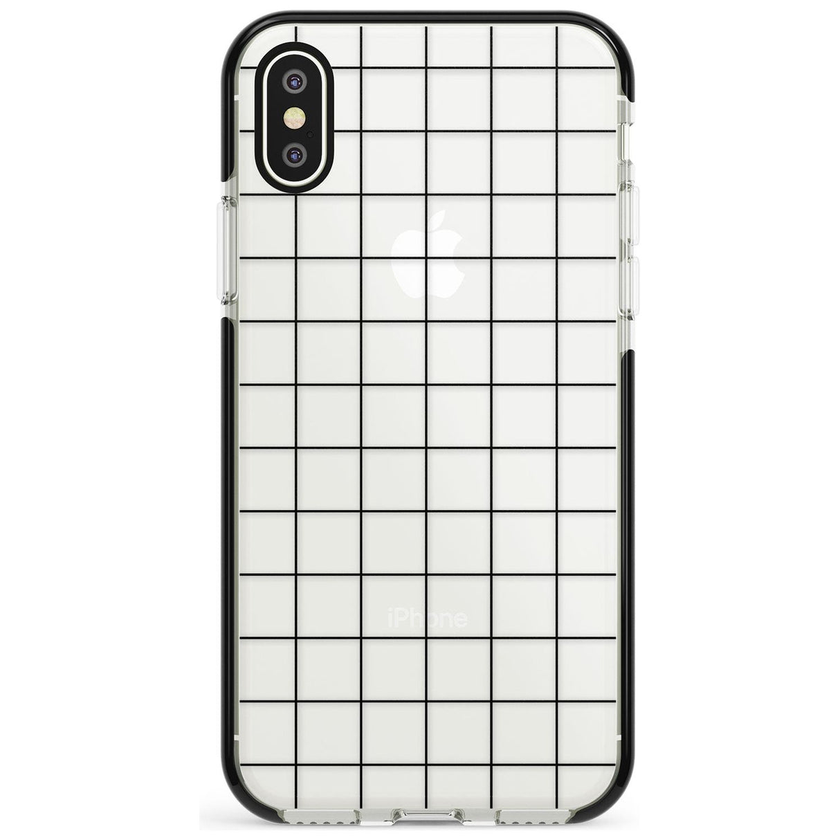 Simplistic Large Grid Pattern Black (Transparent) Black Impact Phone Case for iPhone X XS Max XR