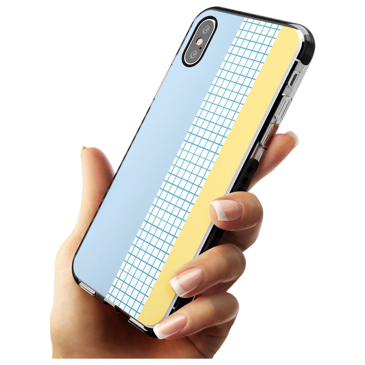 Abstract Grid Blue & Yellow Black Impact Phone Case for iPhone X XS Max XR