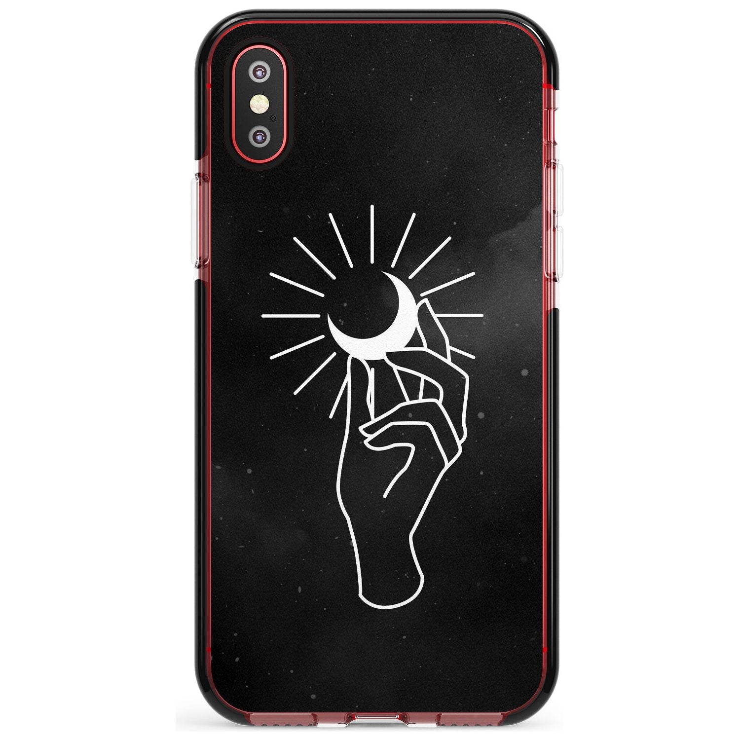 Hand Holding Moon Pink Fade Impact Phone Case for iPhone X XS Max XR
