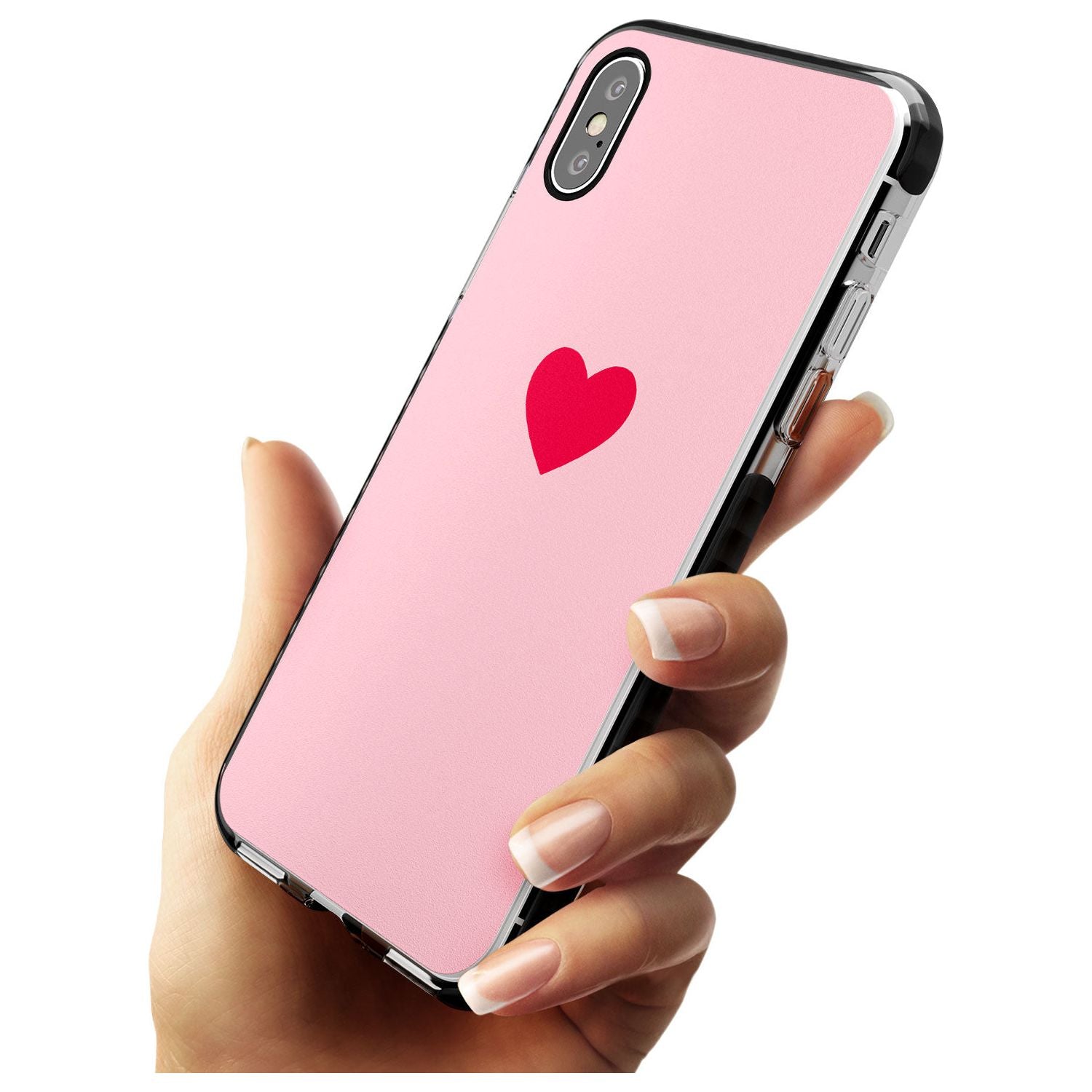 Single Heart Red & Pink Black Impact Phone Case for iPhone X XS Max XR