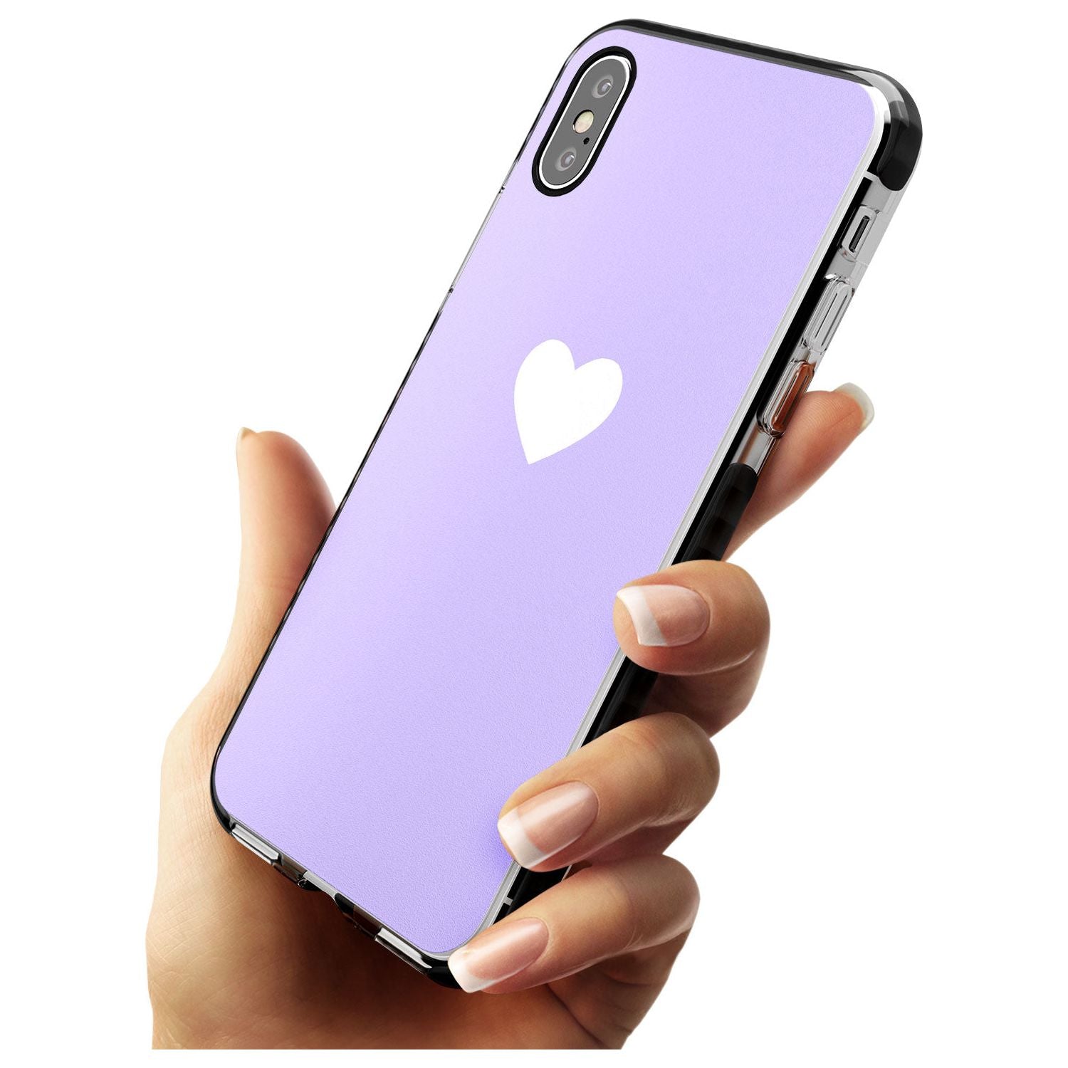 Single Heart White & Pale Purple Black Impact Phone Case for iPhone X XS Max XR