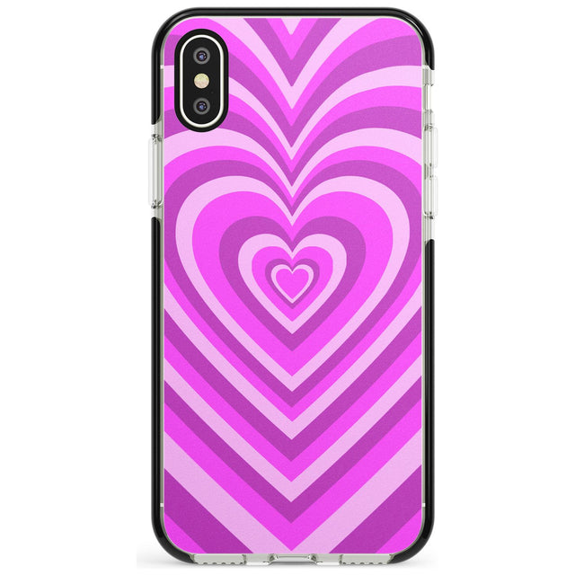 Pink Heart Illusion Black Impact Phone Case for iPhone X XS Max XR