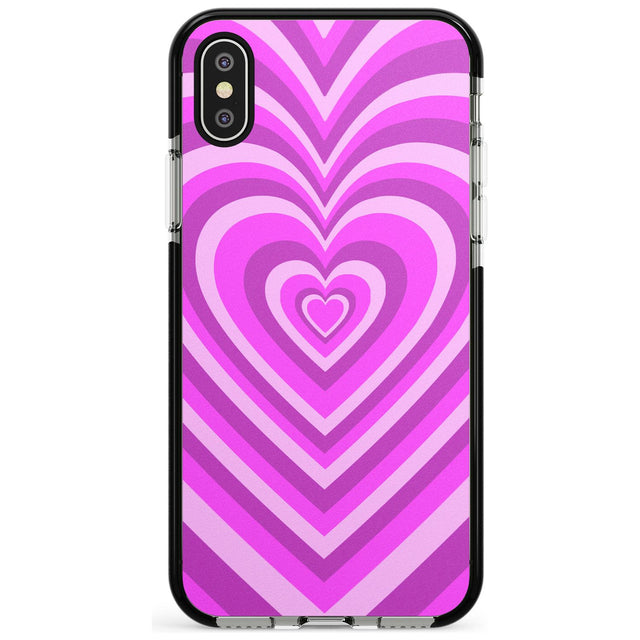 Pink Heart Illusion Black Impact Phone Case for iPhone X XS Max XR