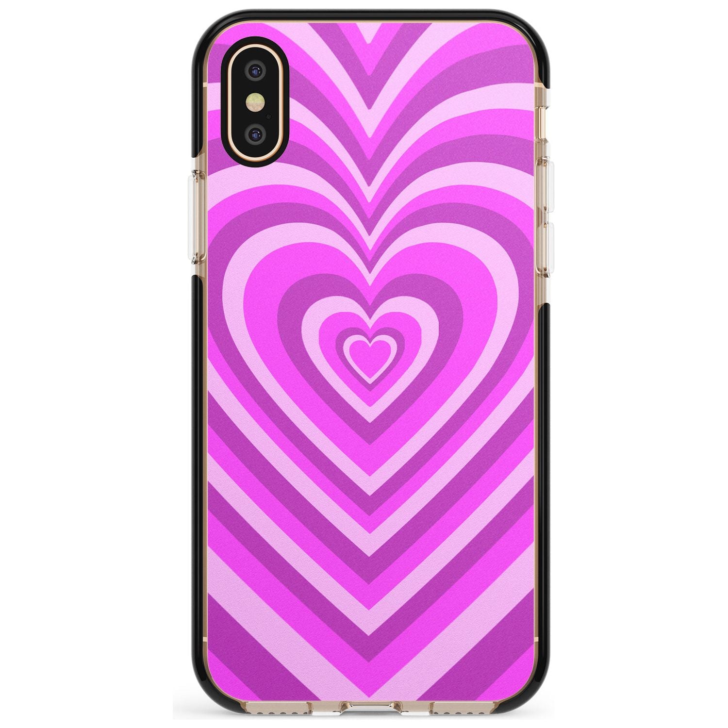 Pink Heart Illusion Black Impact Phone Case for iPhone X XS Max XR