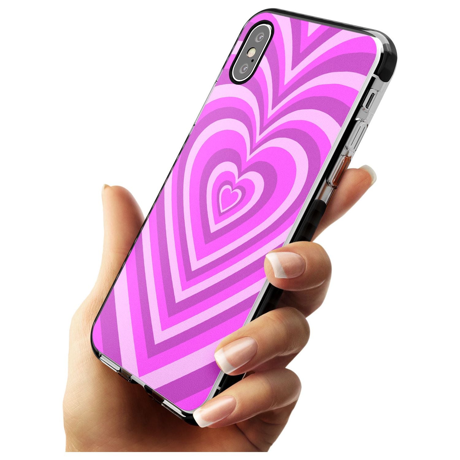 Pink Heart Illusion Black Impact Phone Case for iPhone X XS Max XR