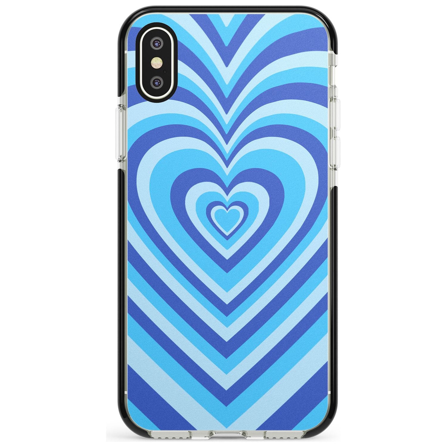 Blue Heart Illusion Black Impact Phone Case for iPhone X XS Max XR