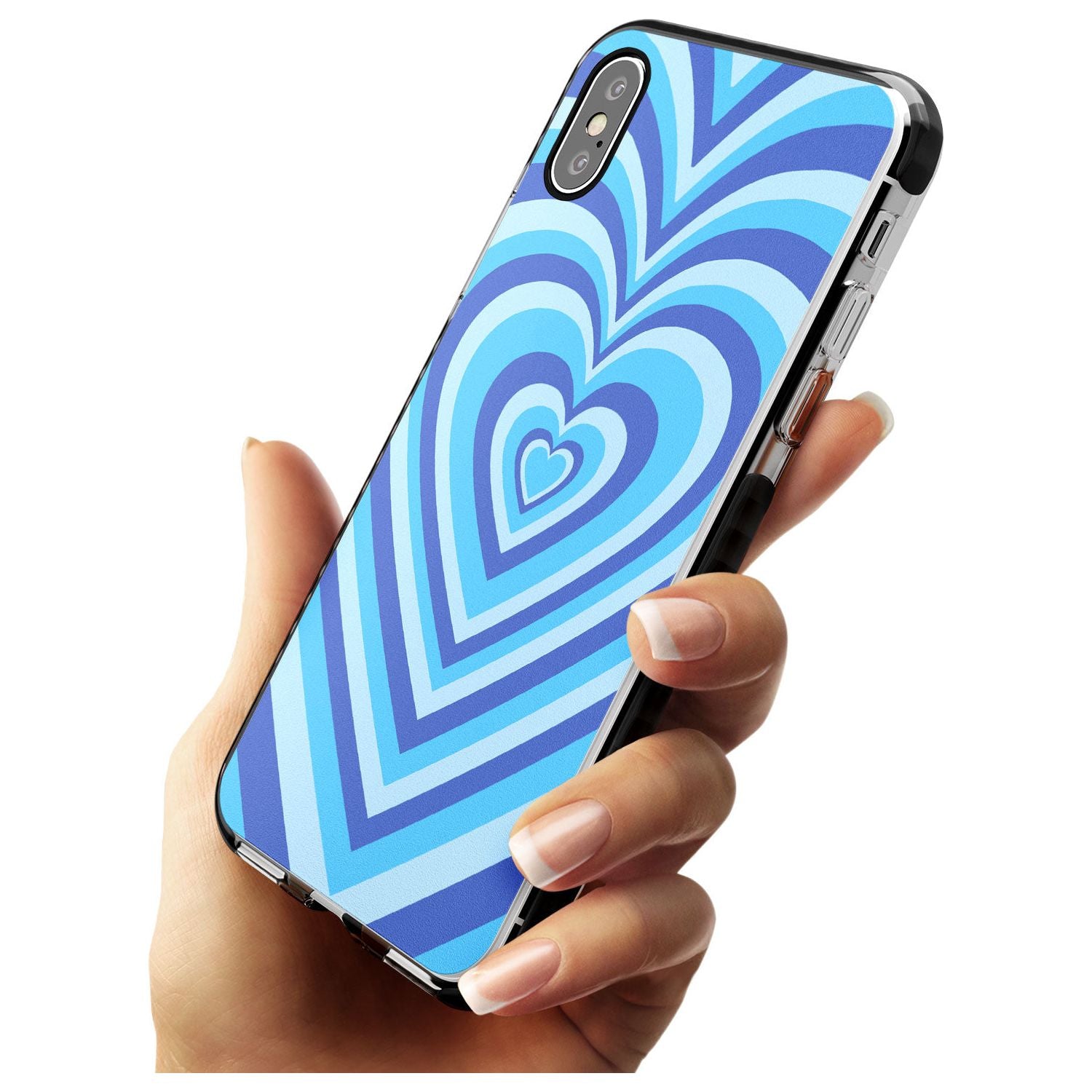 Blue Heart Illusion Black Impact Phone Case for iPhone X XS Max XR