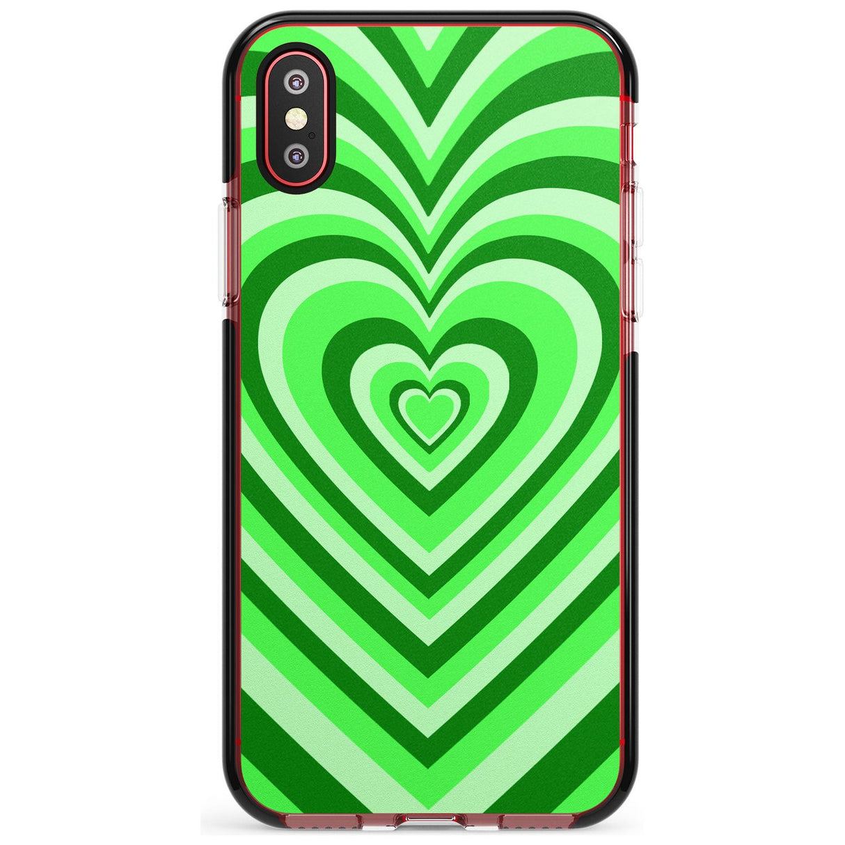 Green Heart Illusion Black Impact Phone Case for iPhone X XS Max XR