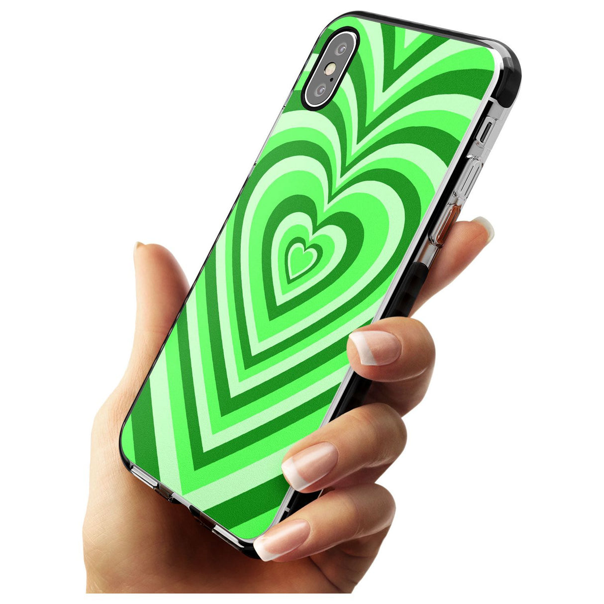 Green Heart Illusion Black Impact Phone Case for iPhone X XS Max XR