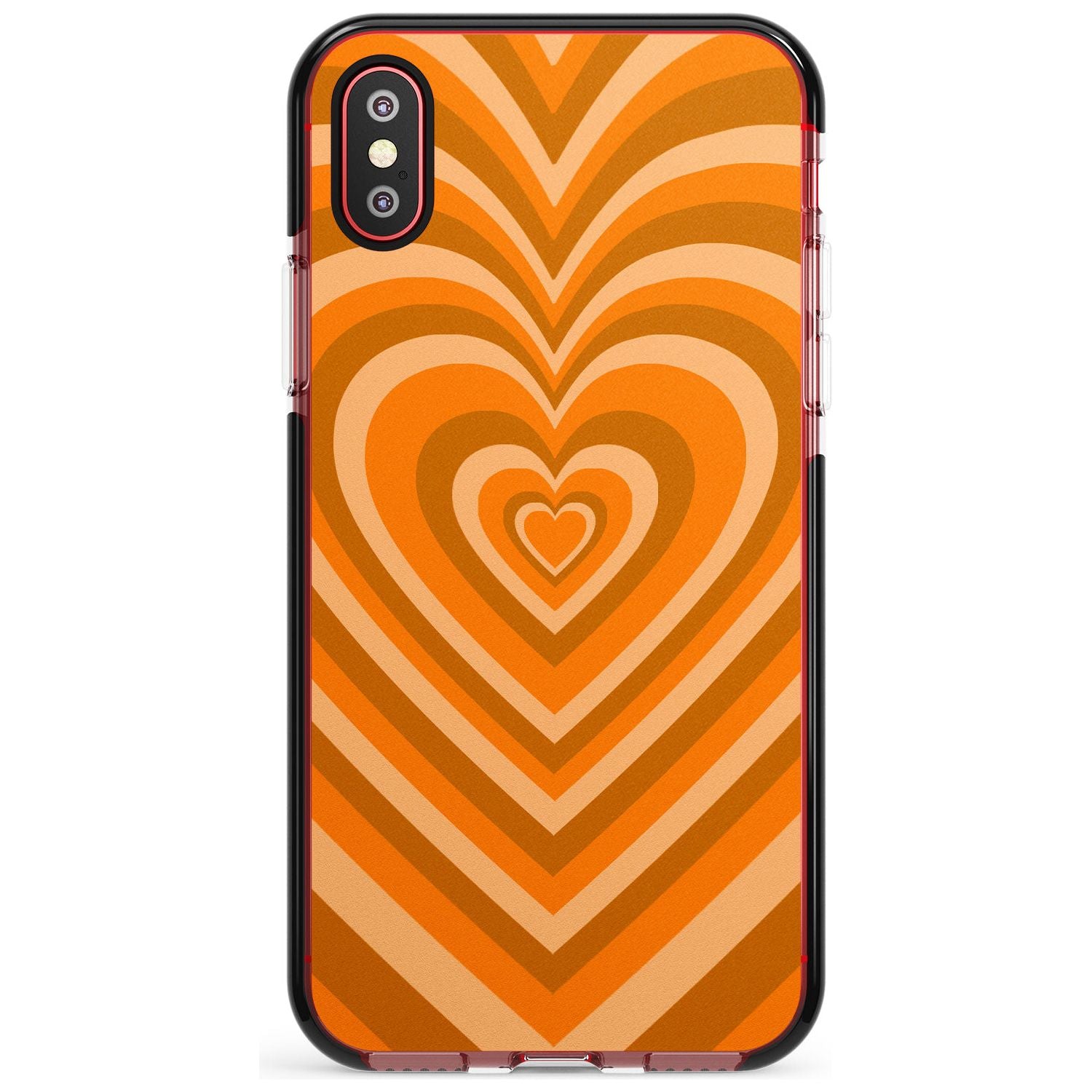 Orange Heart Illusion Black Impact Phone Case for iPhone X XS Max XR