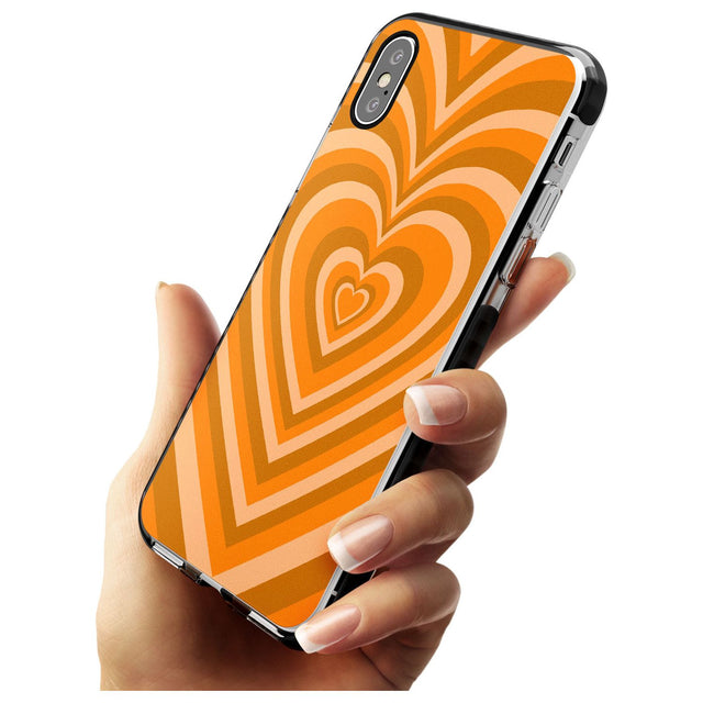 Orange Heart Illusion Black Impact Phone Case for iPhone X XS Max XR
