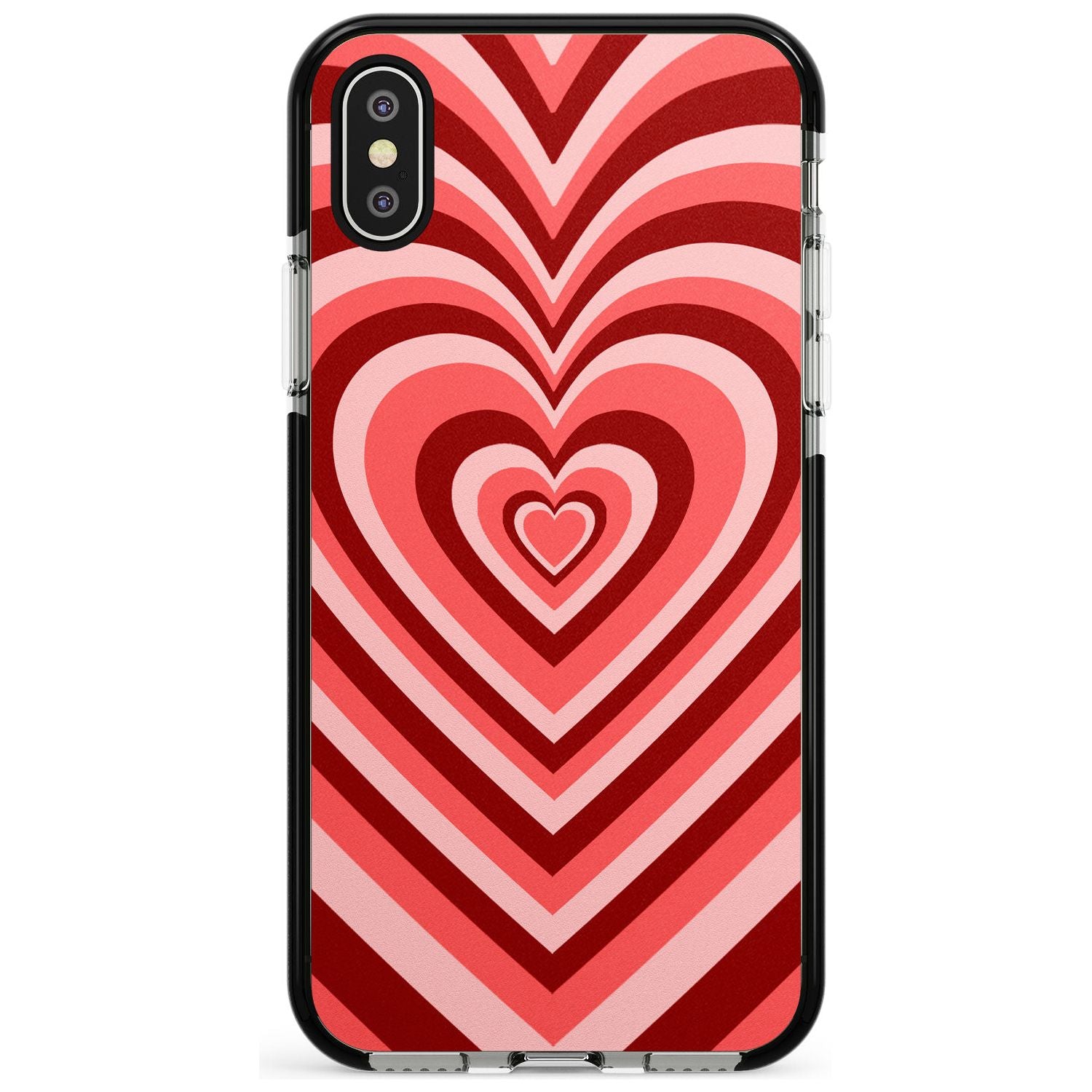 Red Heart Illusion Black Impact Phone Case for iPhone X XS Max XR