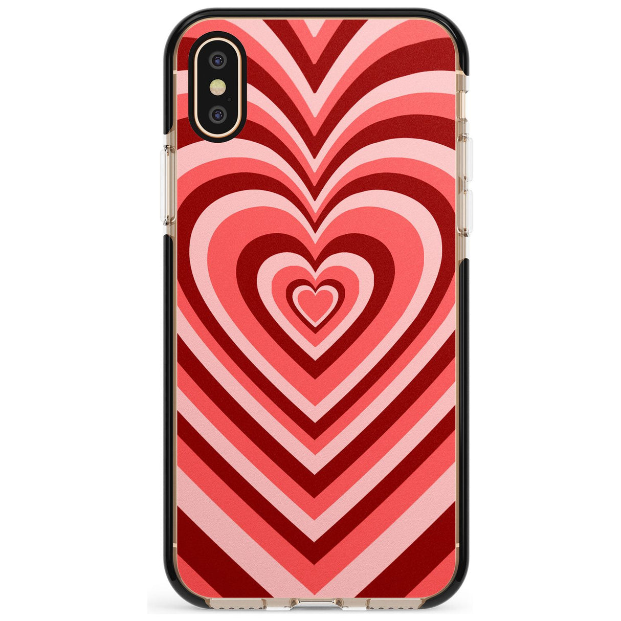 Red Heart Illusion Black Impact Phone Case for iPhone X XS Max XR