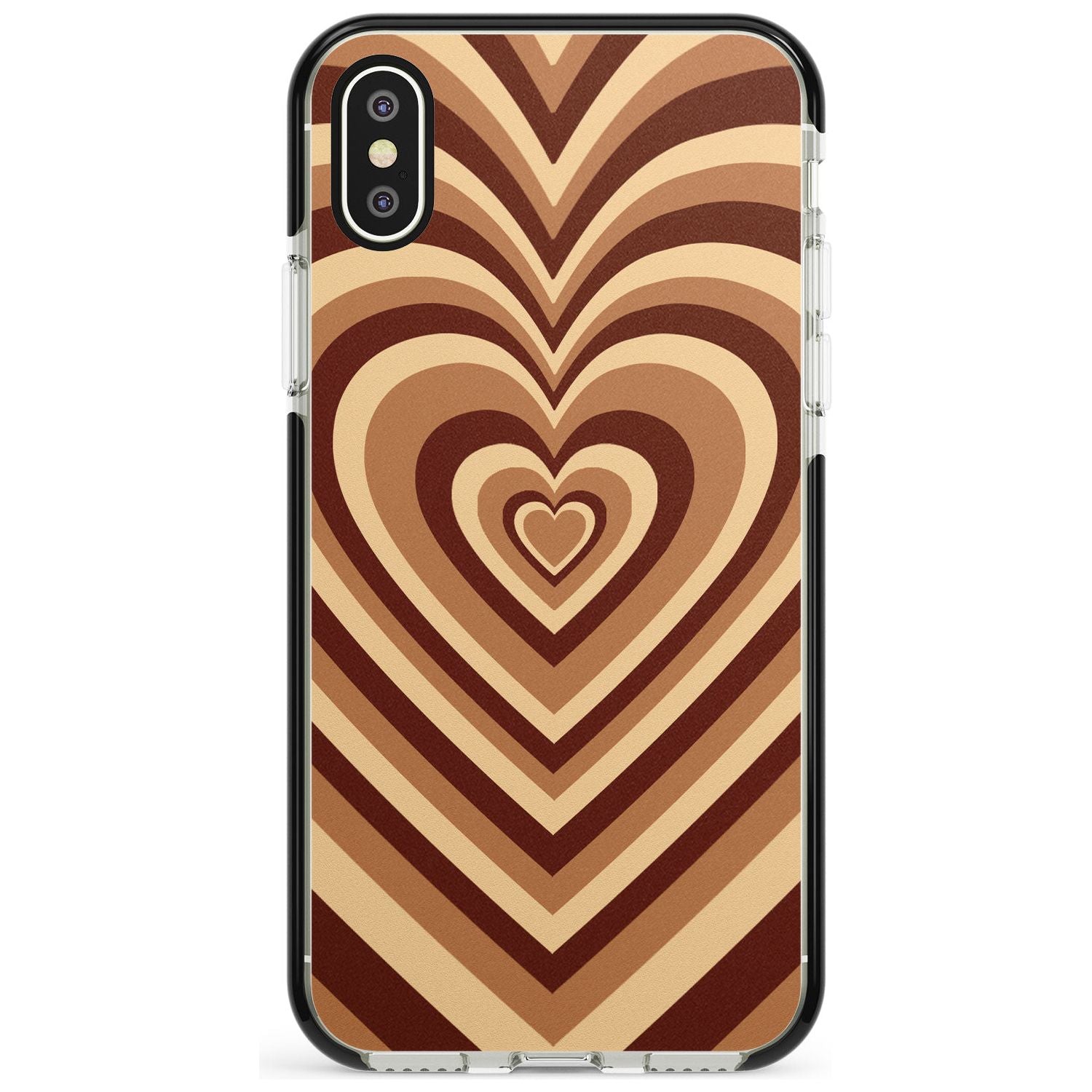 Latte Heart Illusion Black Impact Phone Case for iPhone X XS Max XR